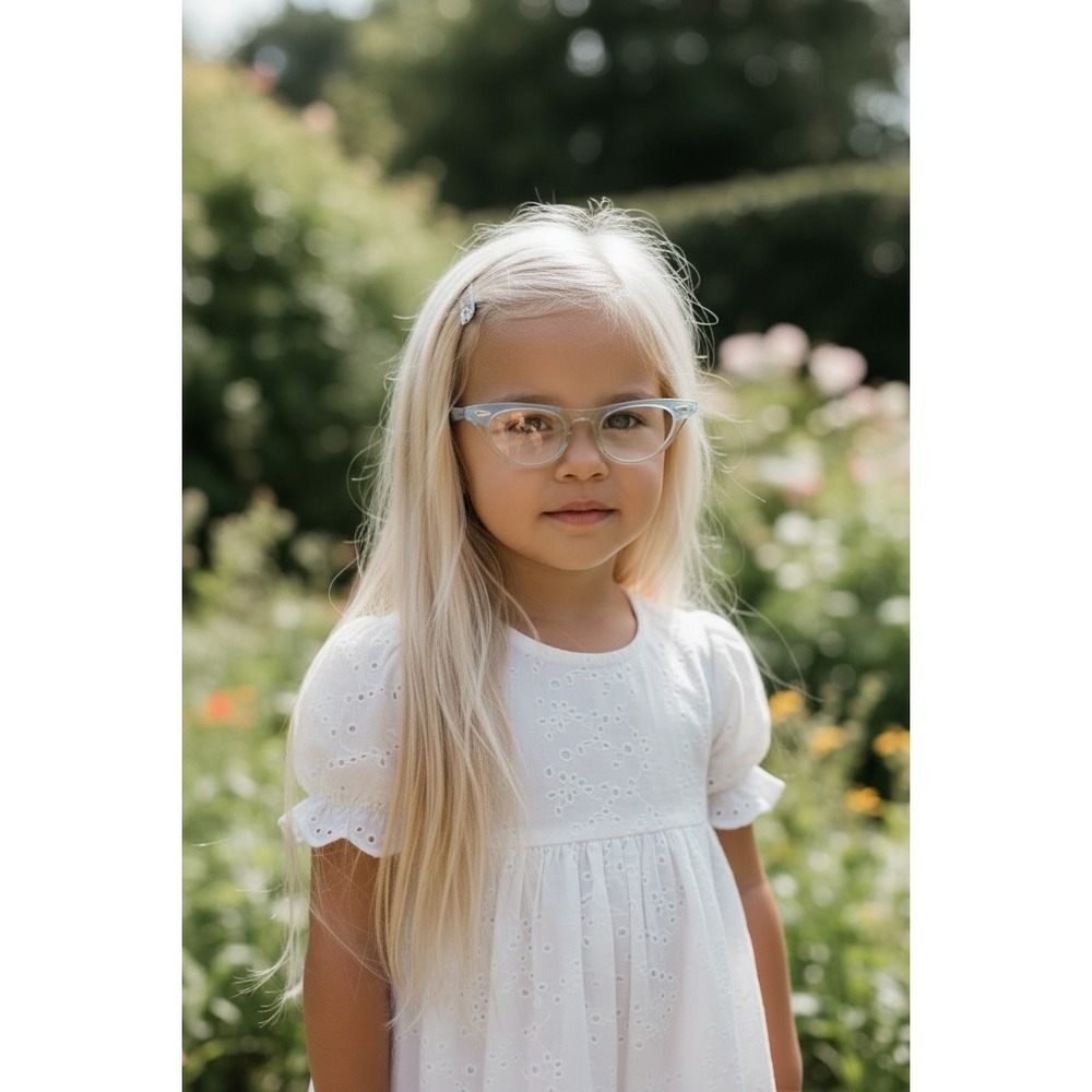 Vintage American Optical Eyeglasses Blue Pearl Clear Cat eye CHILD KID FRAMES